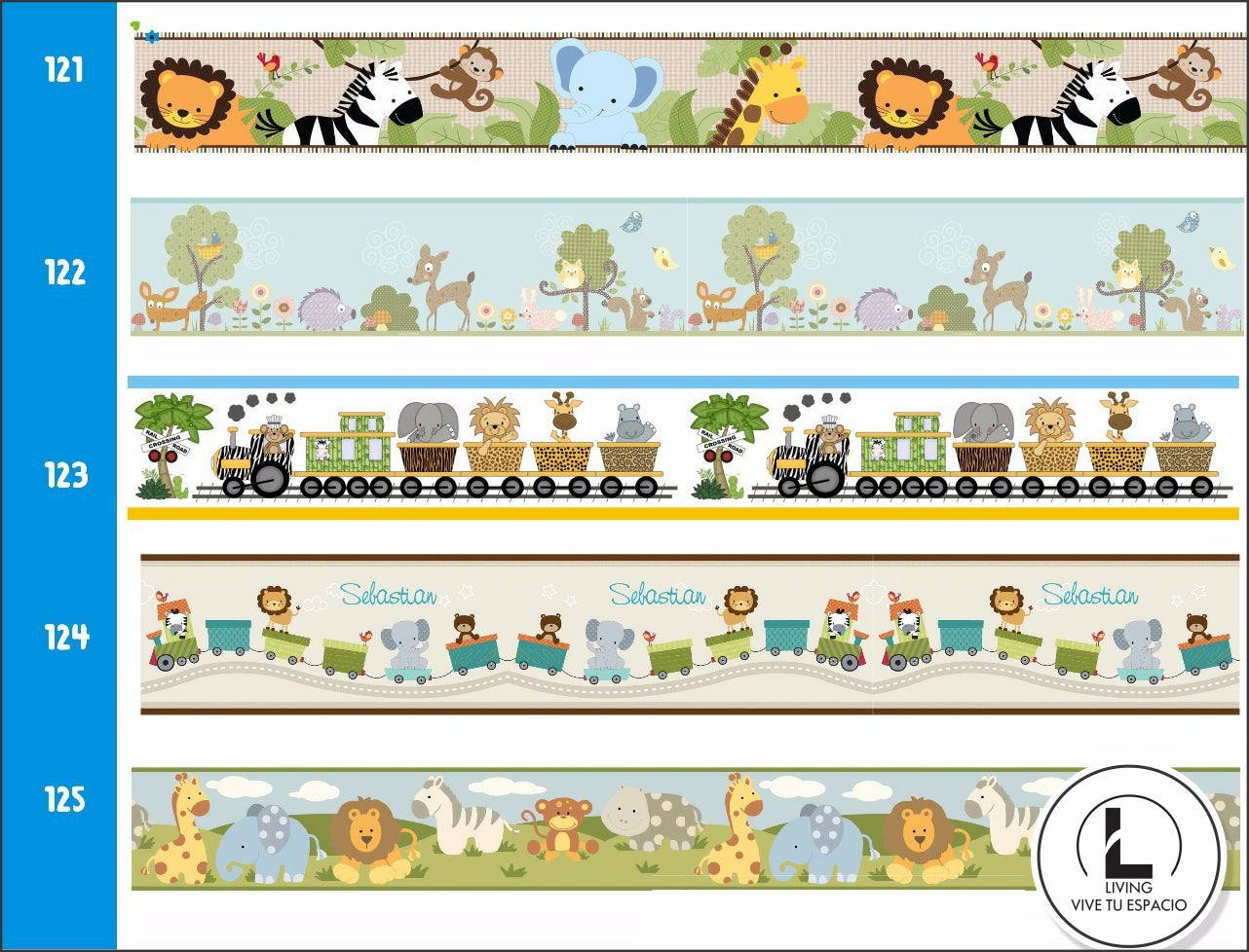 Cenefa infantil adhesiva animales de la selva