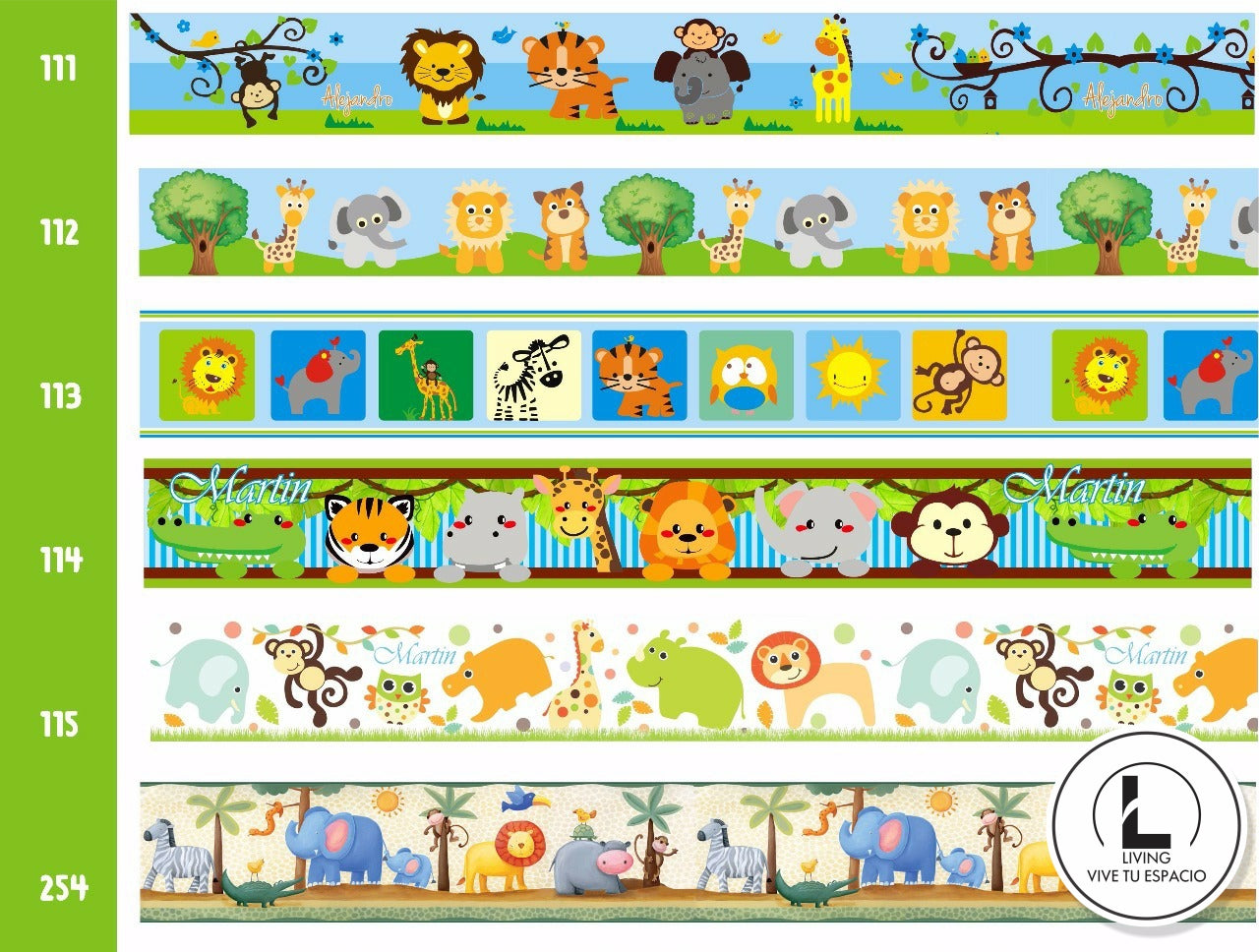 Cenefa infantil adhesiva animales de la selva