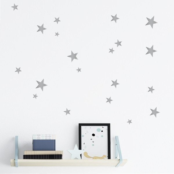 Pegatinas de pared estrellas plateadas
