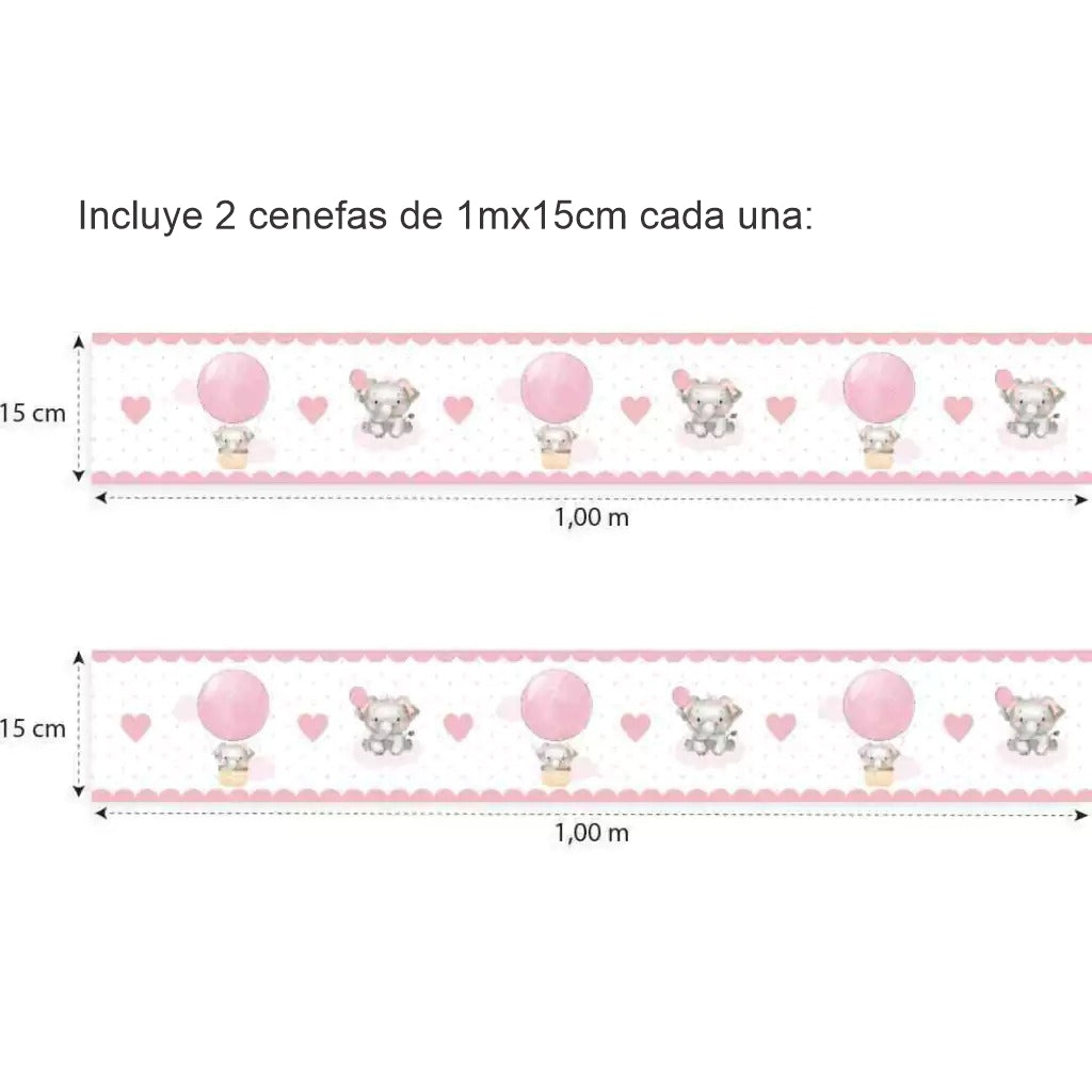 Combo de globos y elefantes con nubes rosas