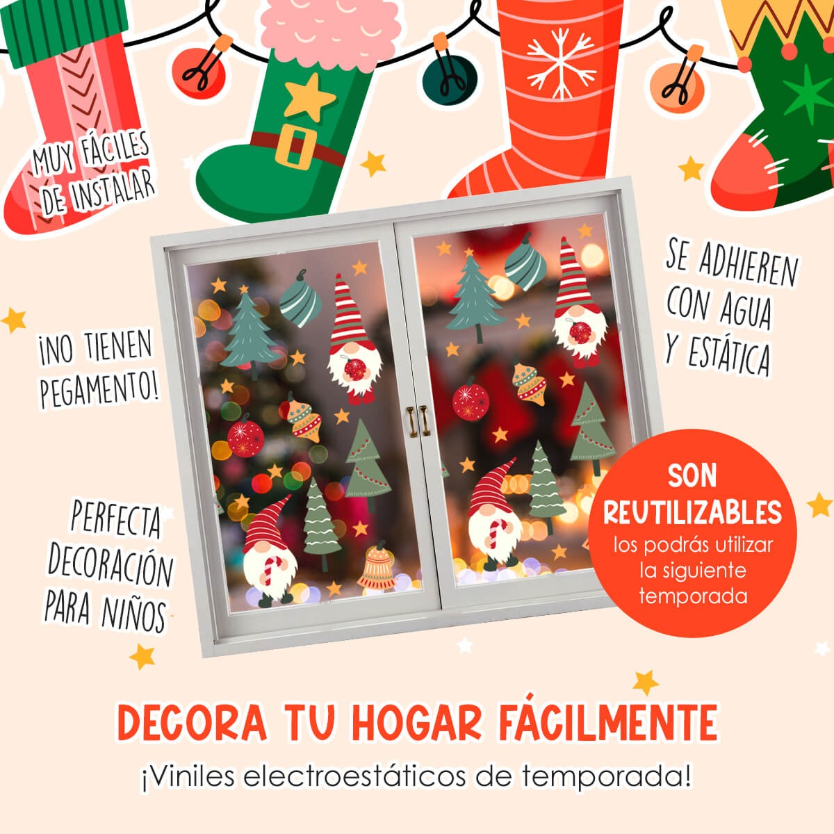 Vinil Electro estático para ventana Duendes de Alegría