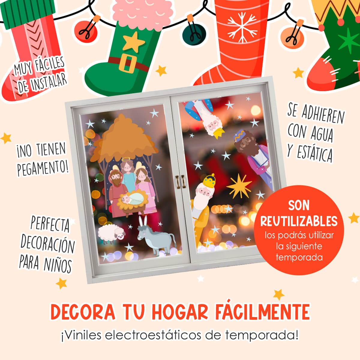 Vinil Electro estático para ventanas Estrella y Milagro