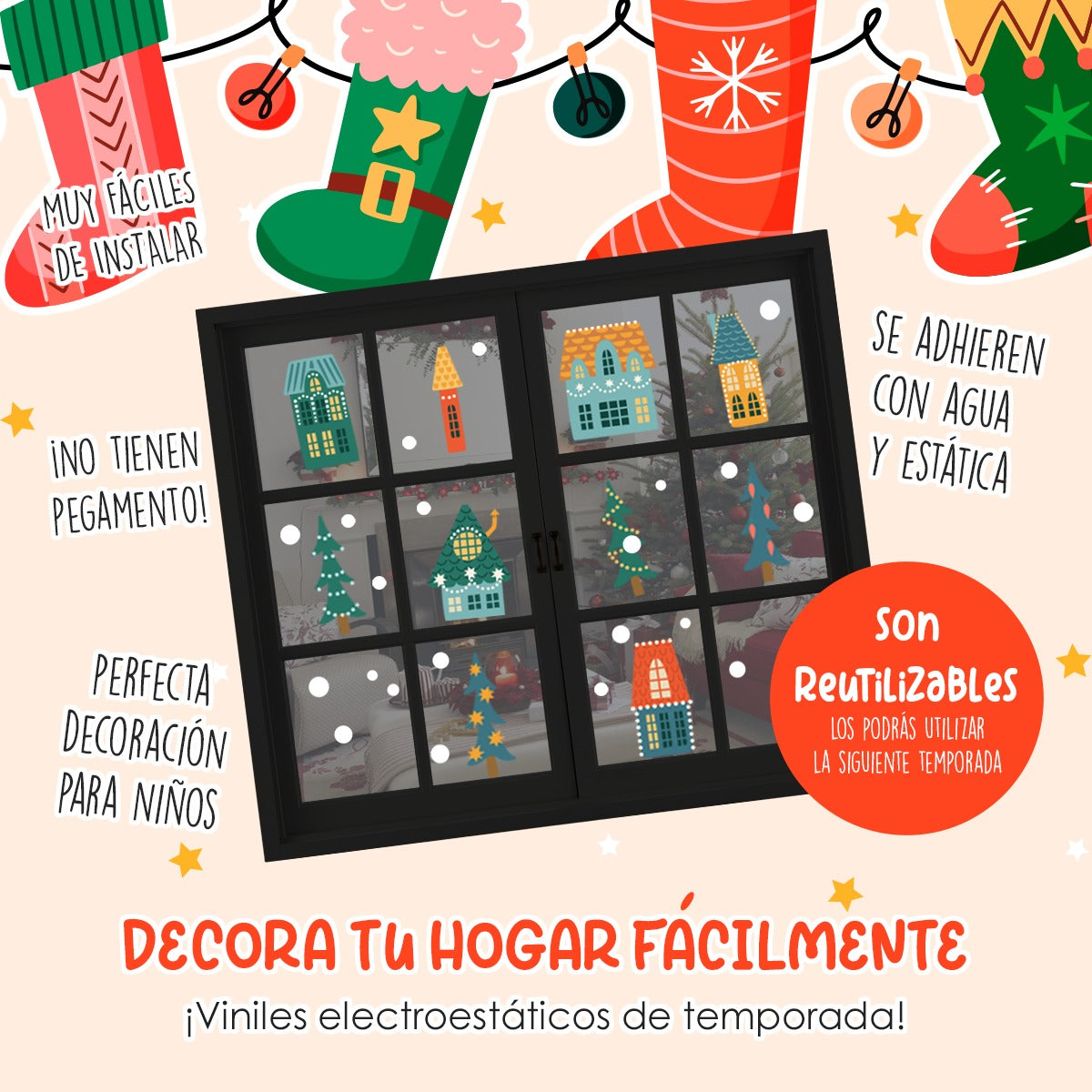 Vinil Electro estático para ventanas CHRISTMAS HOMES