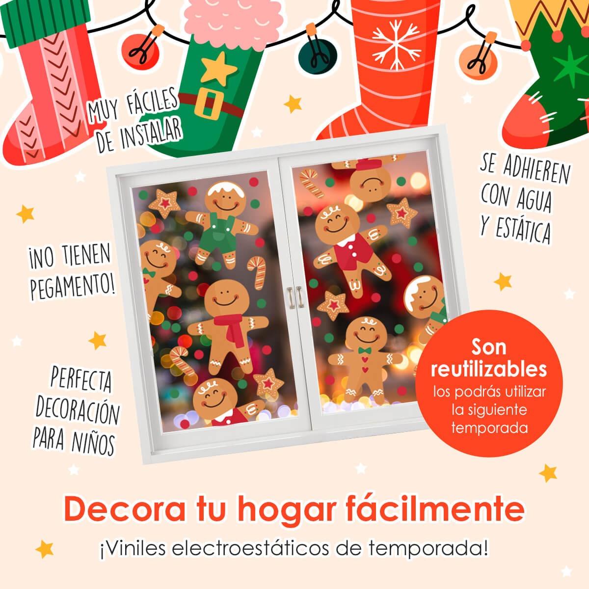 Vinil Electro estático para ventana Galletas de jengibre