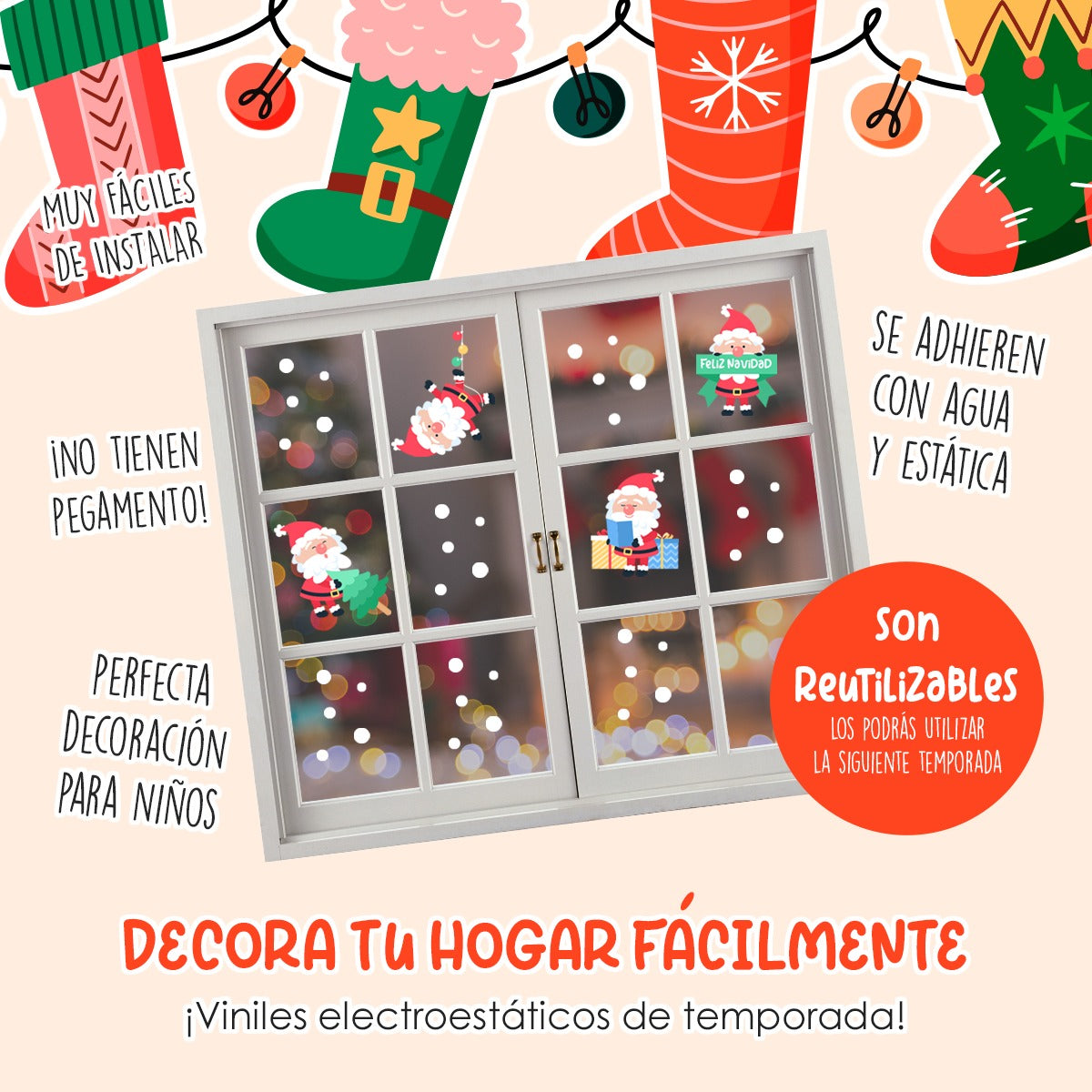 Vinil Electro estático para ventana SANTA CLAUS