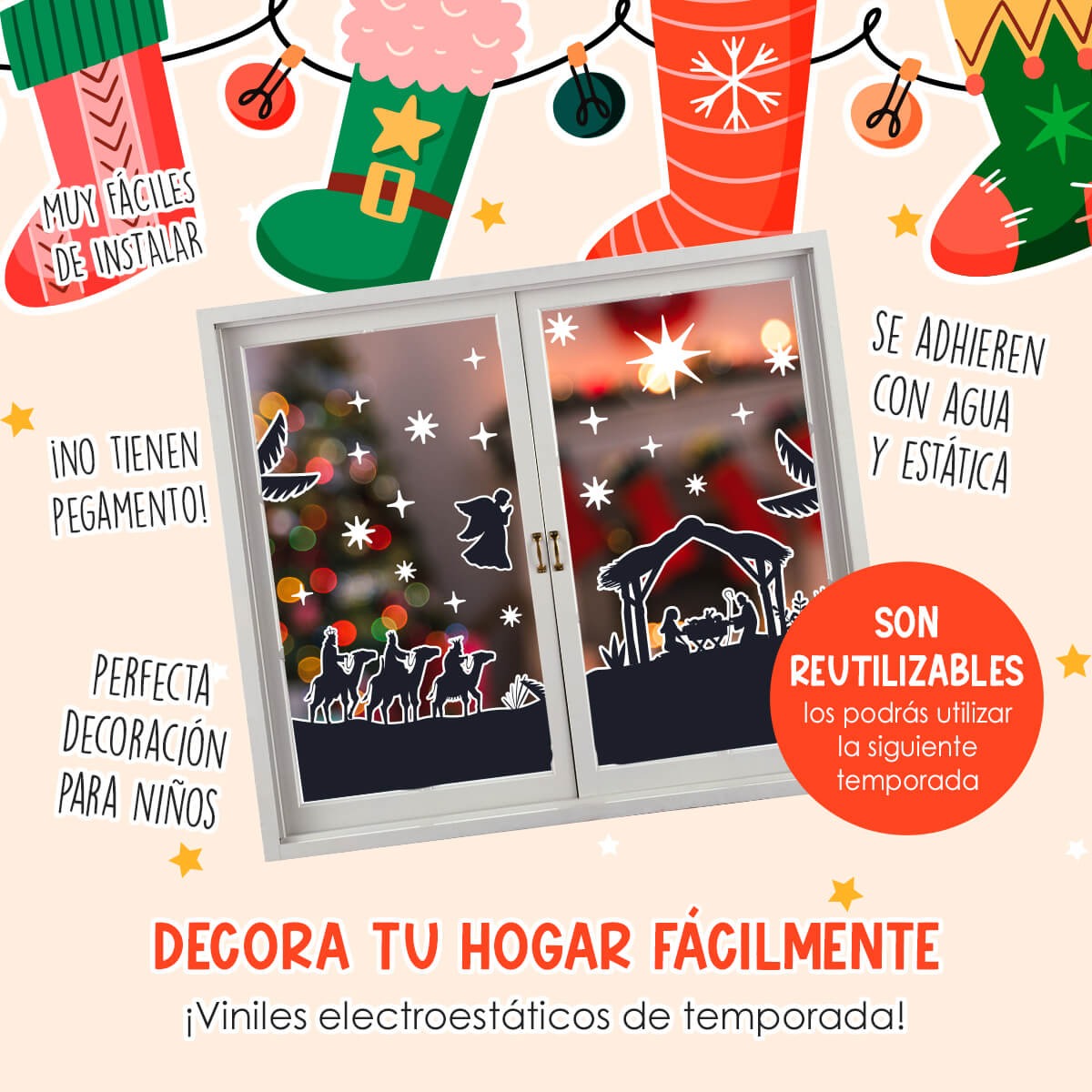 Vinil Electro estático para ventana Nacimiento Jesus