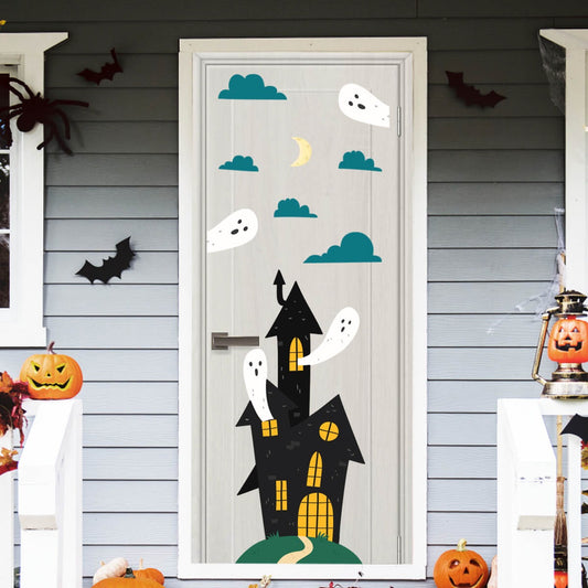 Vinilo para puerta Hallowen Casita de Fantasmas