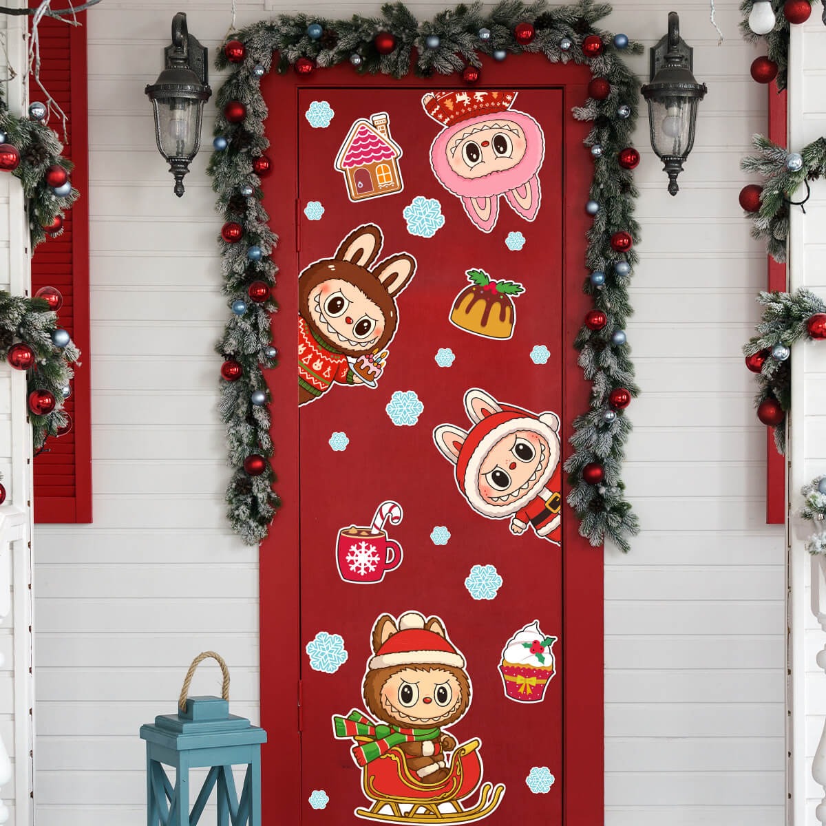 Vinilo para puerta Navidad Labubus navideños
