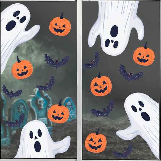 Vinil Electro estático para ventanas Fantasmas y Calabazas Mágicas