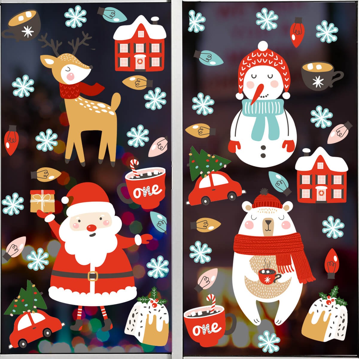 Vinil Electro estático para ventana Caritas de Navidad