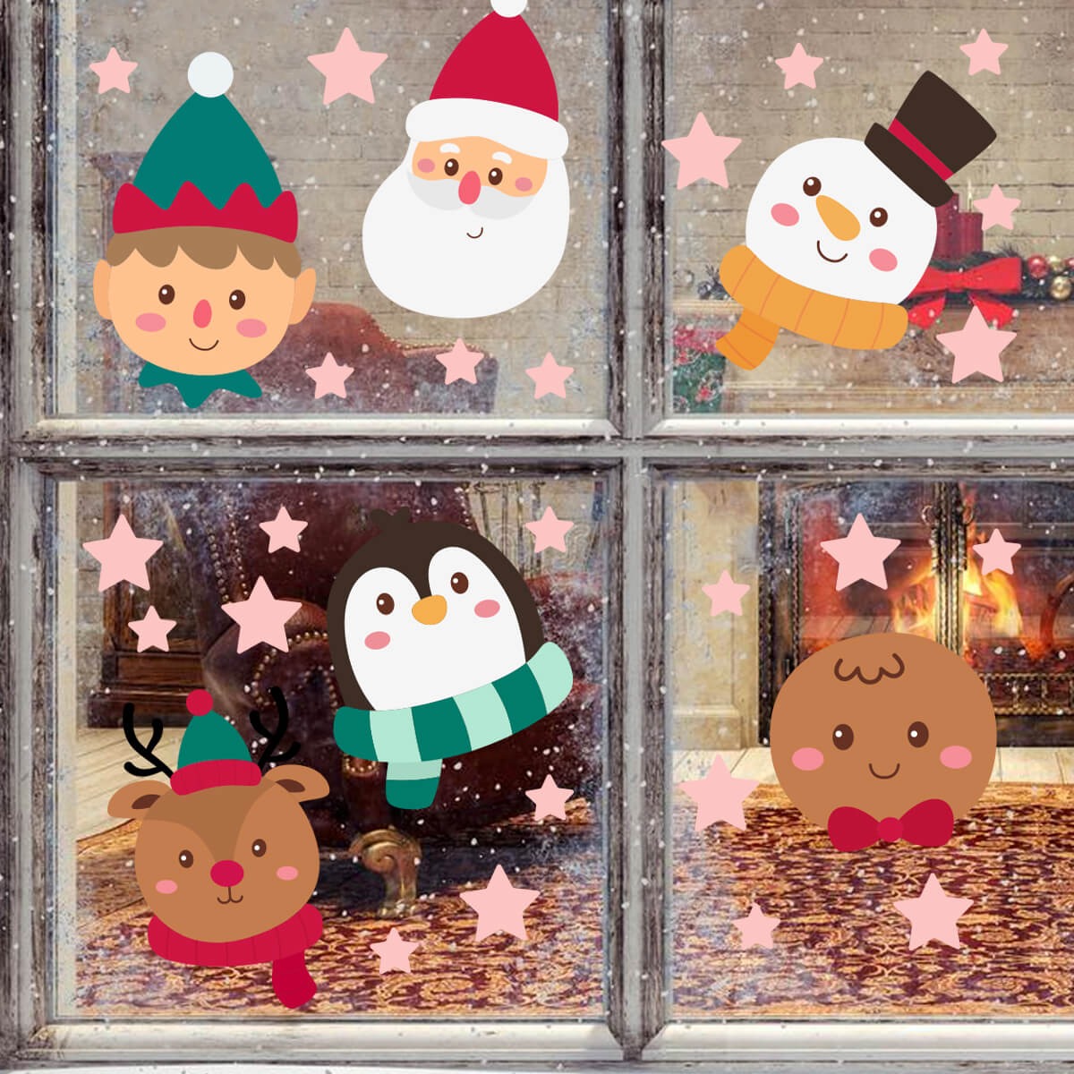 Vinil Electro estático para ventana Sonrisas de Navidad