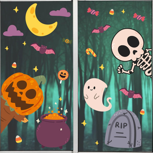 Vinil Electro estático para ventanas Entre eskeletos y calabazas