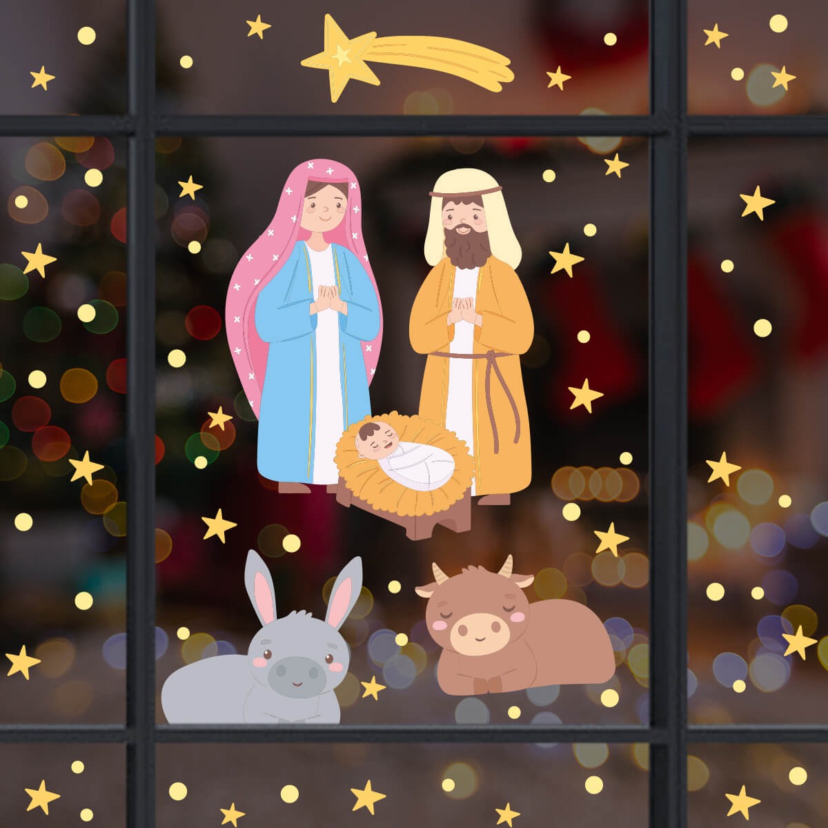 Vinil Electro estático para ventana Nacimiento de Jesús
