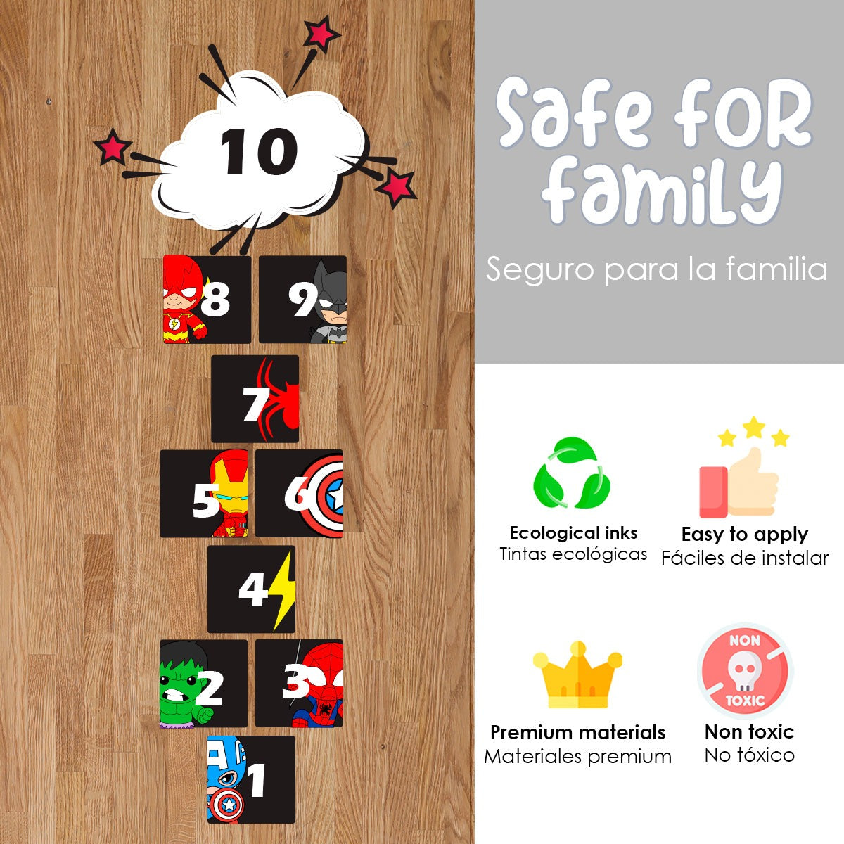 Calcomania para pisos Avioncito superhéroes fantásticos