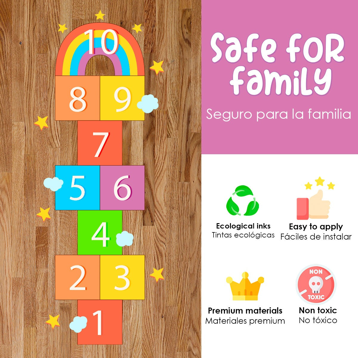 Calcomania Para pisos Avioncito de arcoíris y estrellitas