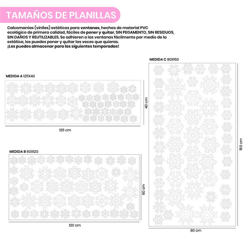 Vinil Electro estático para ventanas Copos de nieve