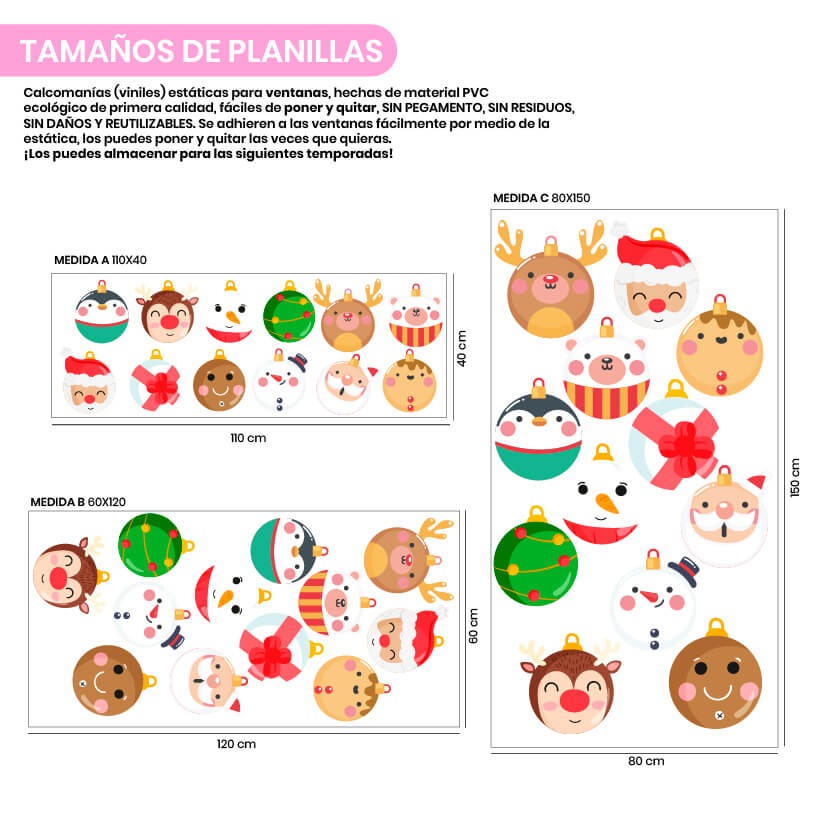 Vinil Electro estático para ventanas Bambalinas navideñas
