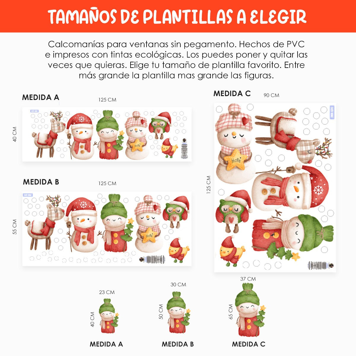 Vinil Electro estático para ventanas Familia de Nieve