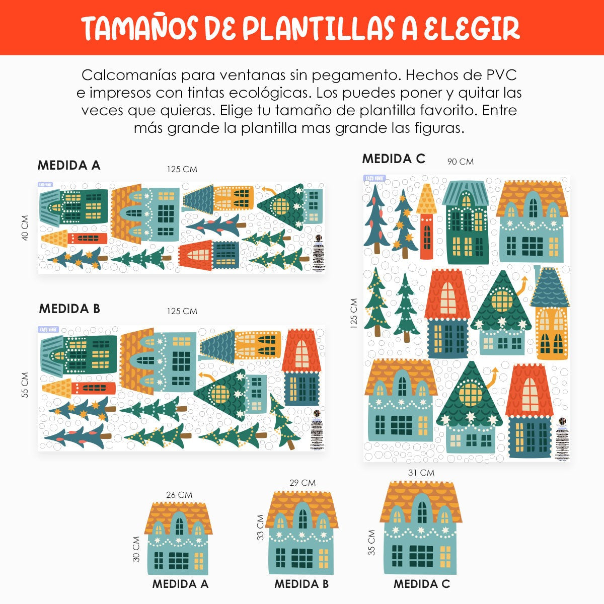 Vinil Electro estático para ventanas CHRISTMAS HOMES