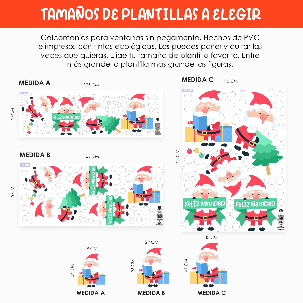 Vinil Electro estático para ventana SANTA CLAUS