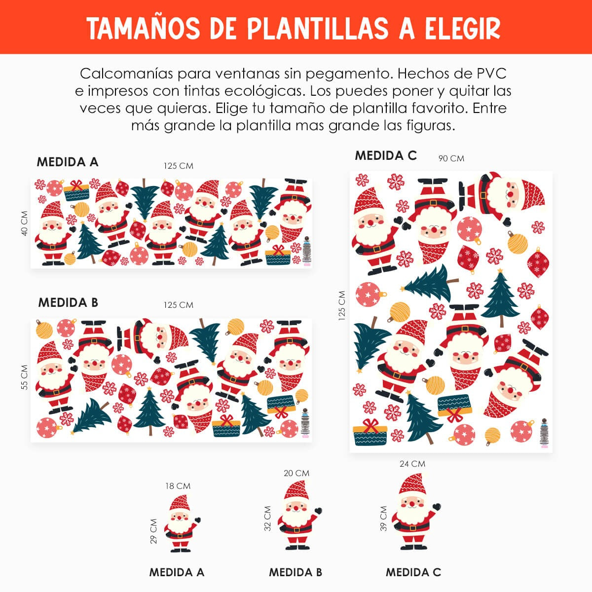 Vinil Electro estático para ventana Luces para Santa