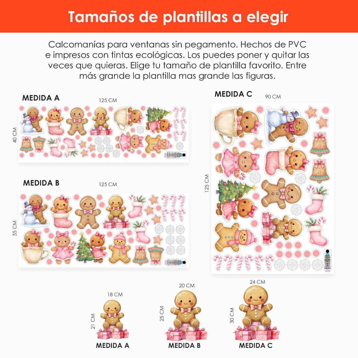 Vinil Electro estático para ventana Navidad Rosa