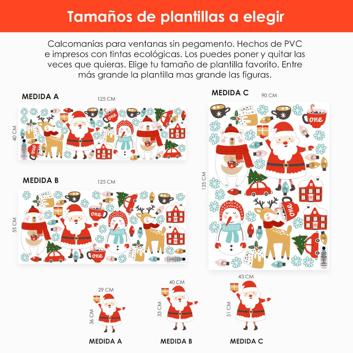 Vinil Electro estático para ventana Caritas de Navidad