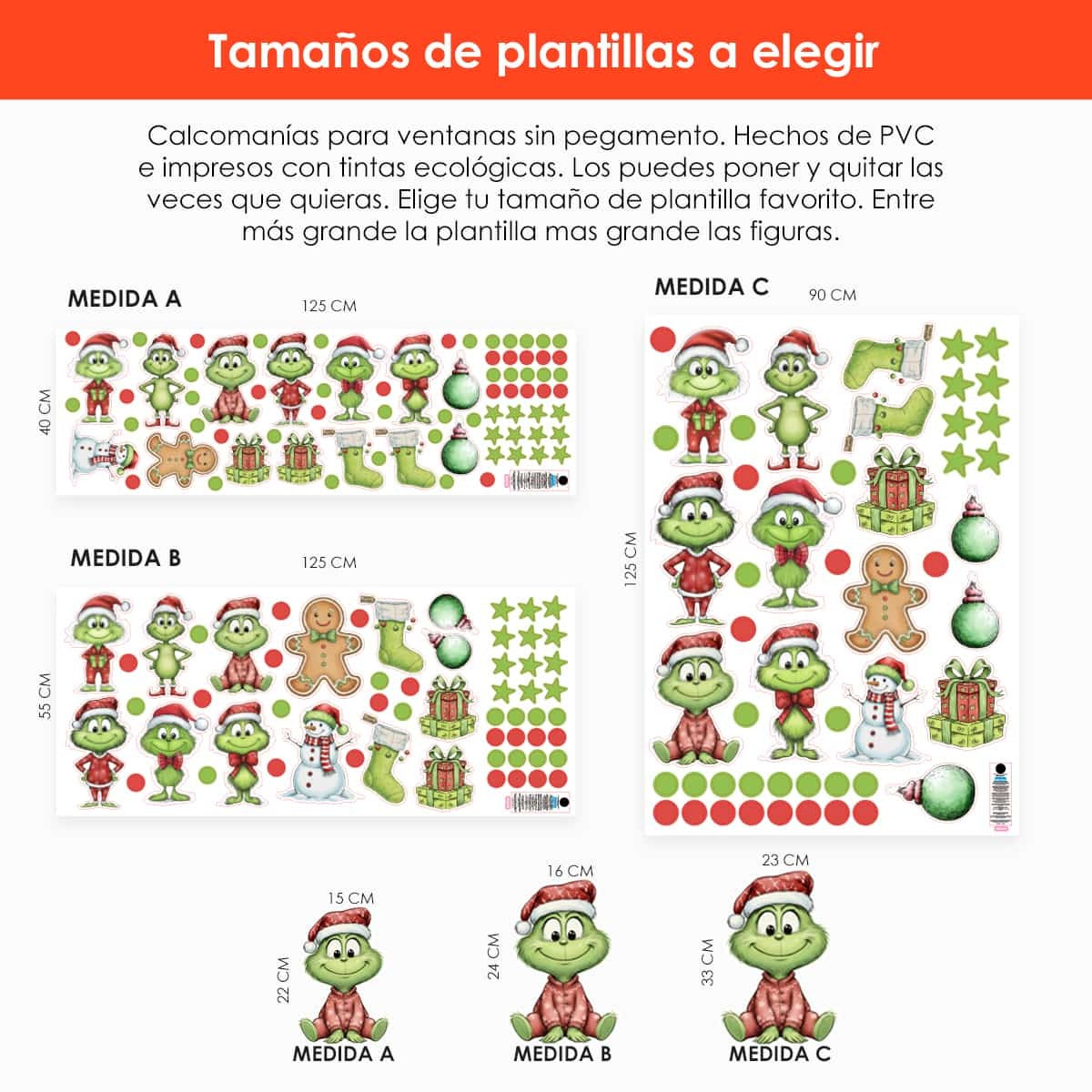 Vinil Electro estático para ventana Navidad Green