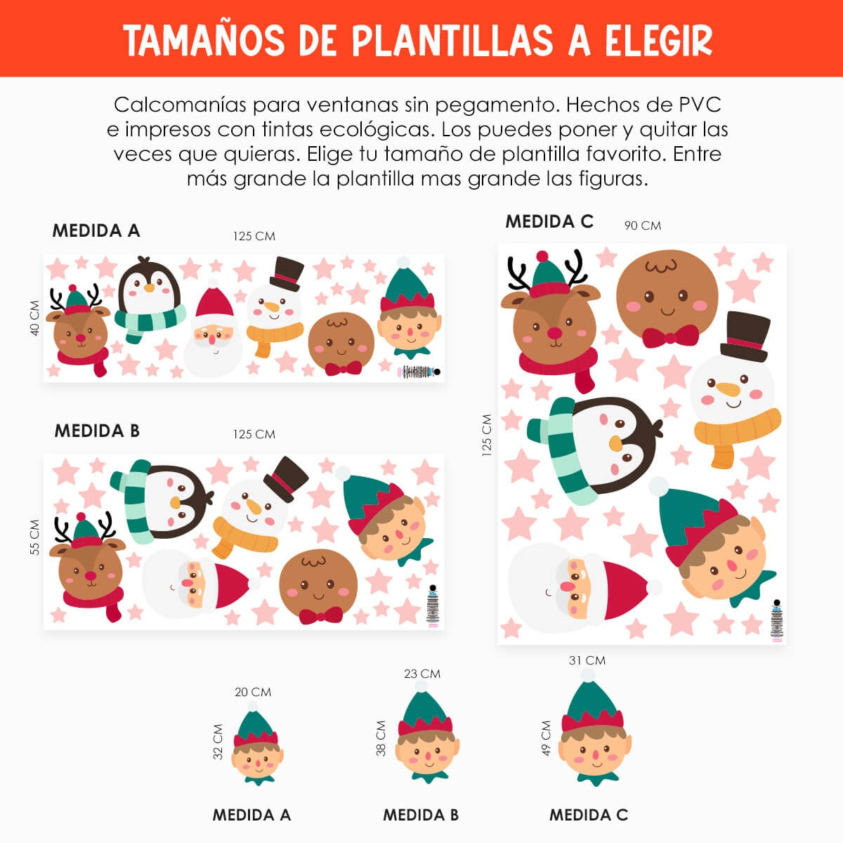 Vinil Electro estático para ventana Sonrisas de Navidad