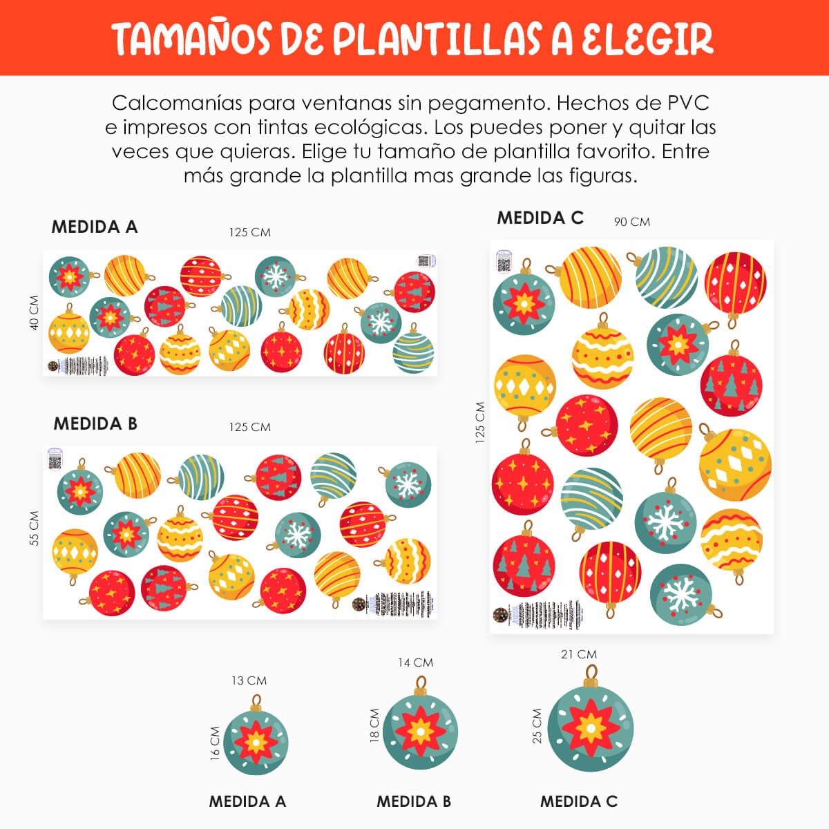 Vinil Electro estático para ventanas Esferas navideñas