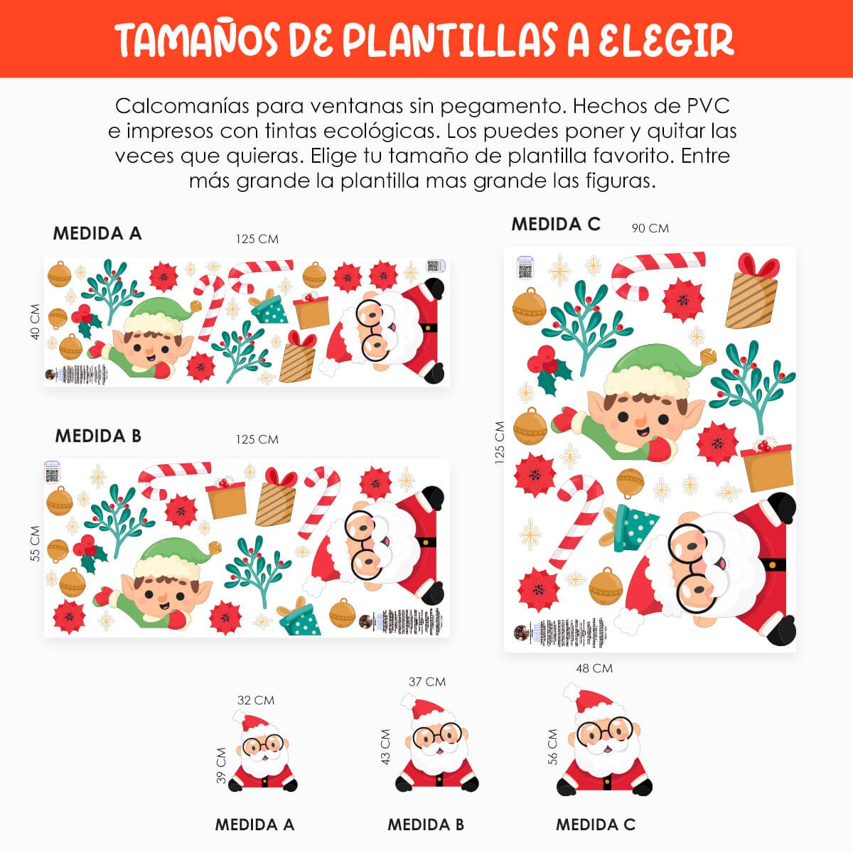 Vinil Electro estático para ventanas Alegría de Santa Claus
