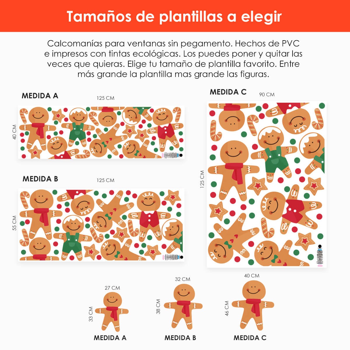 Vinil Electro estático para ventana Galletas de jengibre