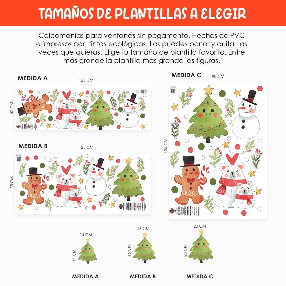 Vinil Electro estático para ventanas Espíritu Navideño