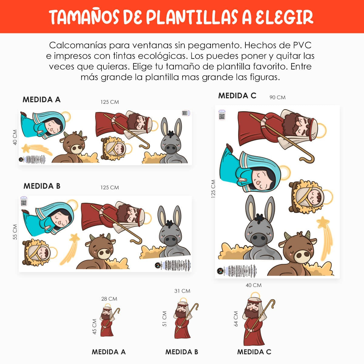 Vinil Electro estático para ventanas Nacimiento Navideño