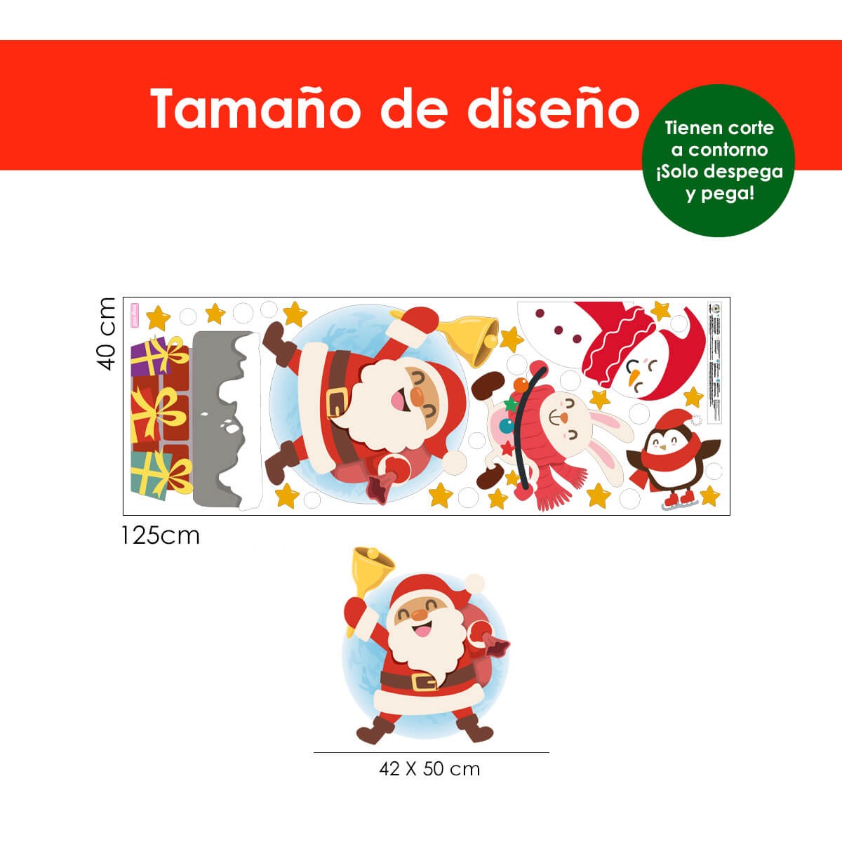 Vinilo para puerta Navidad Santa bajo la luna