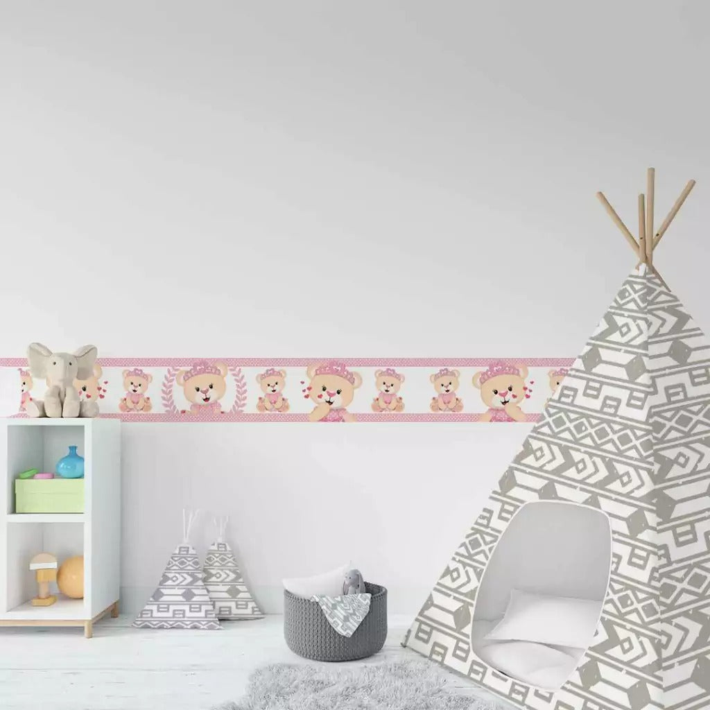 Cenefa infantil adhesiva Osita de la Realeza