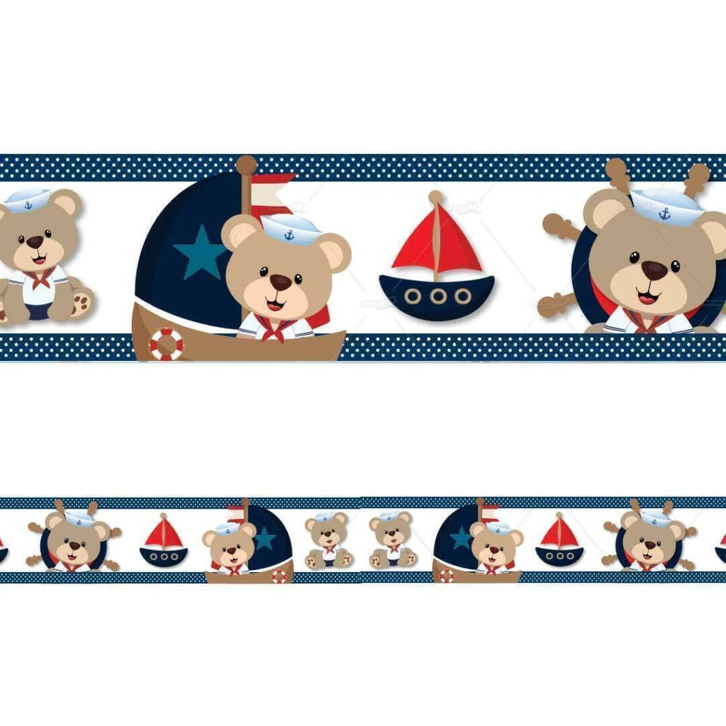 Cenefa infantil adhesiva Oso Marinero