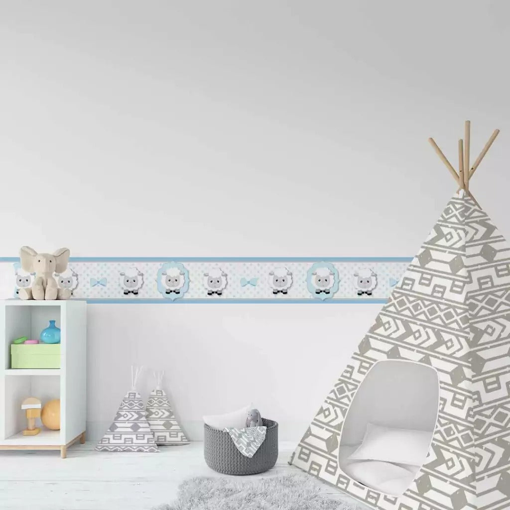 Cenefa infantil adhesiva Oveja Azul