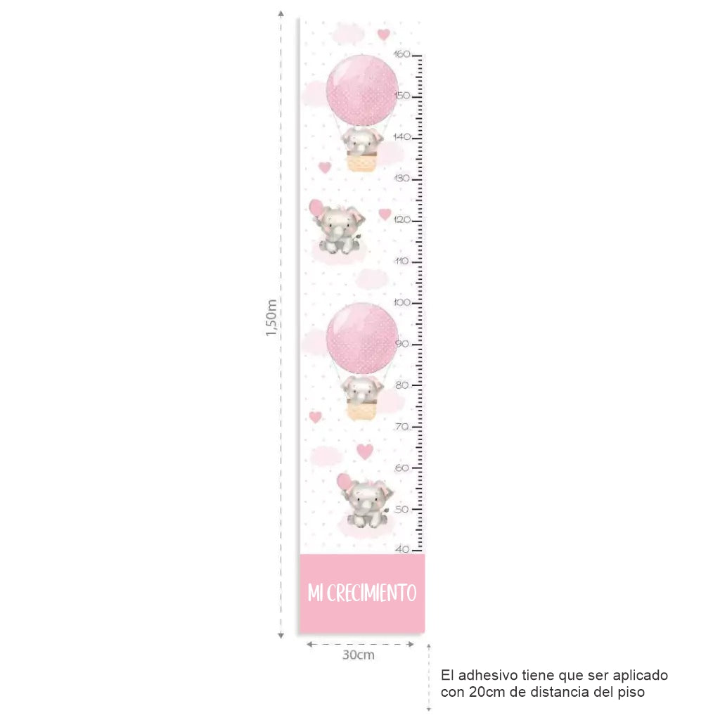 Combo de globos y elefantes con nubes rosas