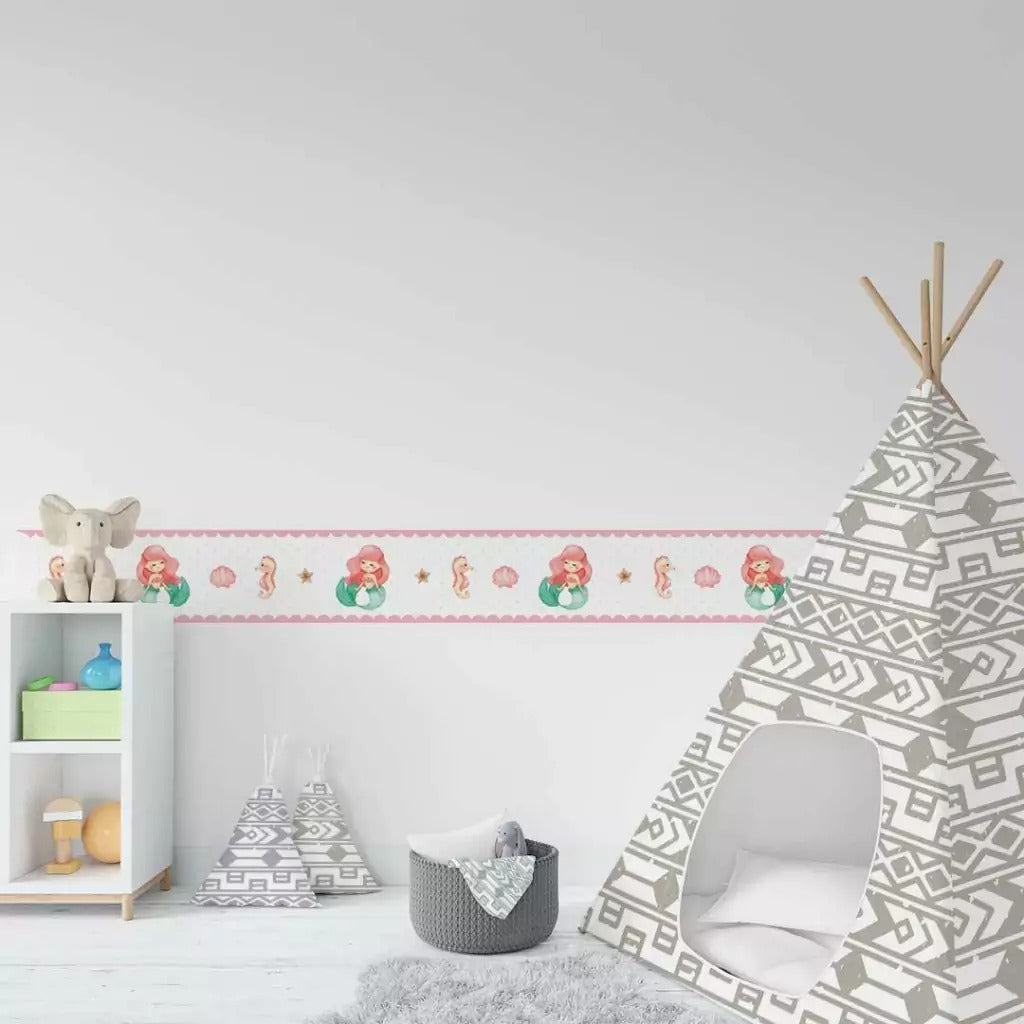 Cenefa infantil adhesiva Sirena Acuarela