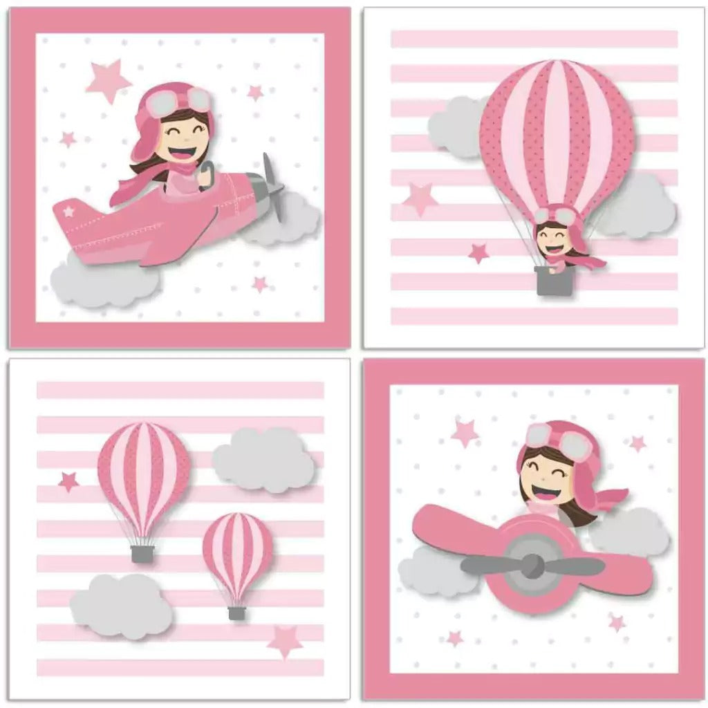 Combo de aviador rosa para niña