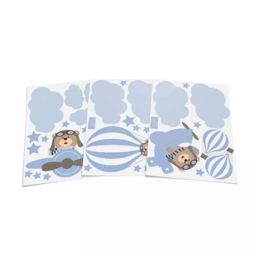 Combo de oso aviador azul Claro