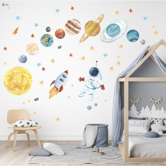Vinilos decorativos Adhesivos infantiles de Pared espacio astronautas  niño (0048)