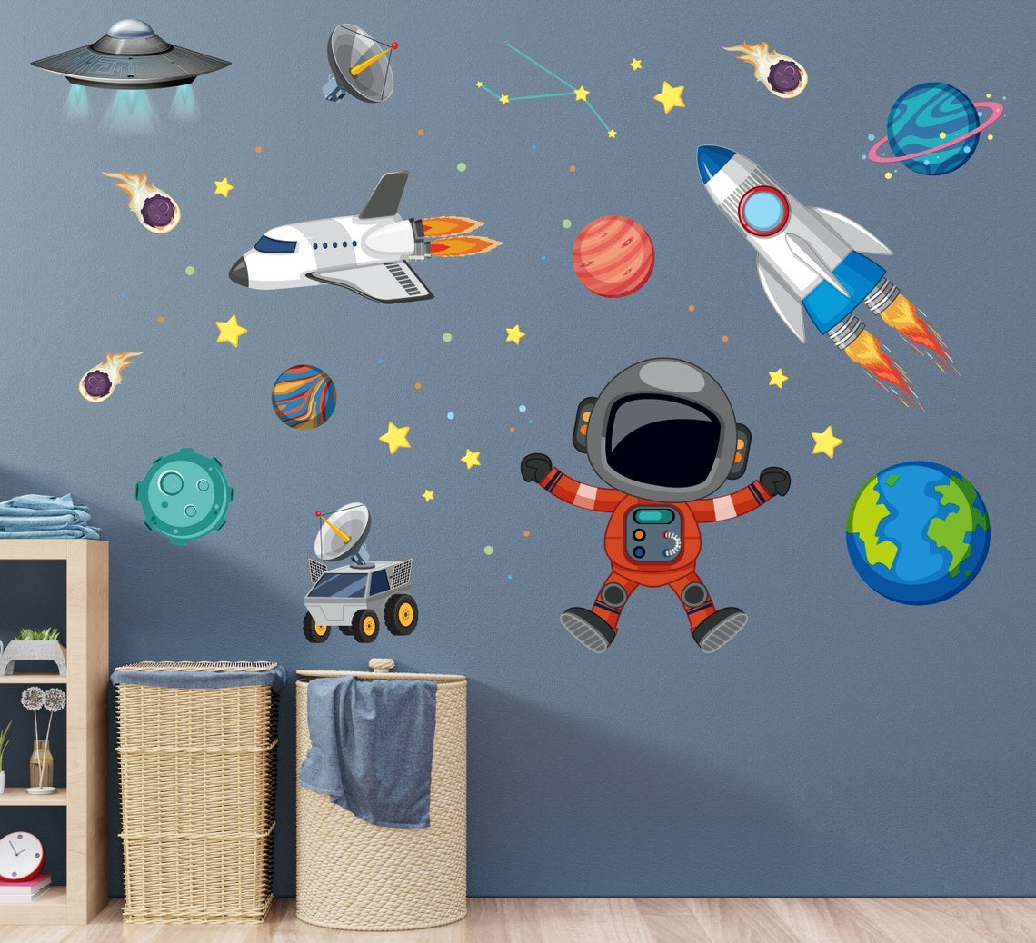 Vinilos decorativos Adhesivos infantiles de Pared espacio astronautas 17 niño