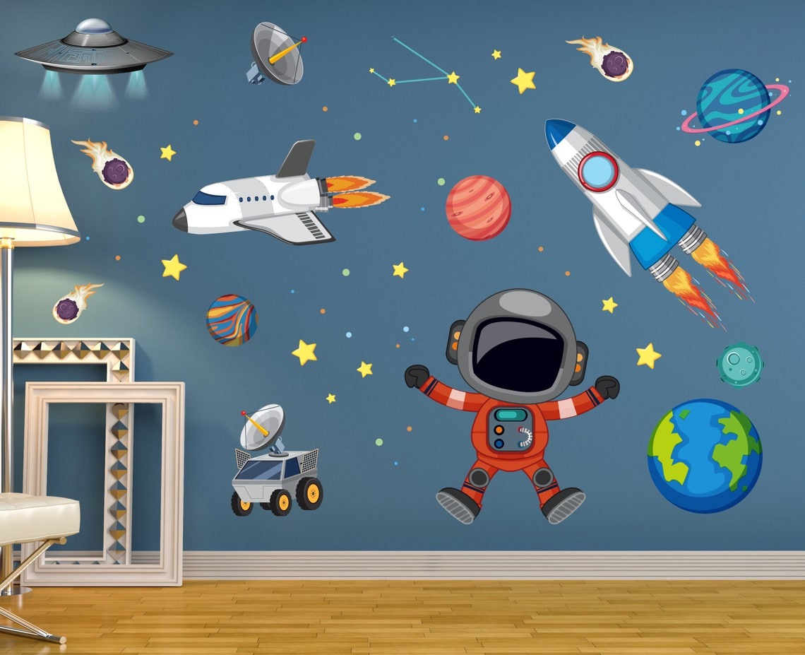 Vinilos decorativos Adhesivos infantiles de Pared espacio astronautas 17 niño