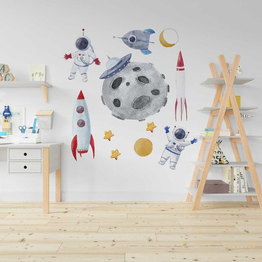 Vinilos decorativos Adhesivos infantilesde Pared espacio astronautas 8 niño