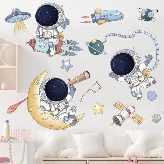 Vinilos decorativos Adhesivos infantiles de Pared espacio astronautas 6 niño (0055)