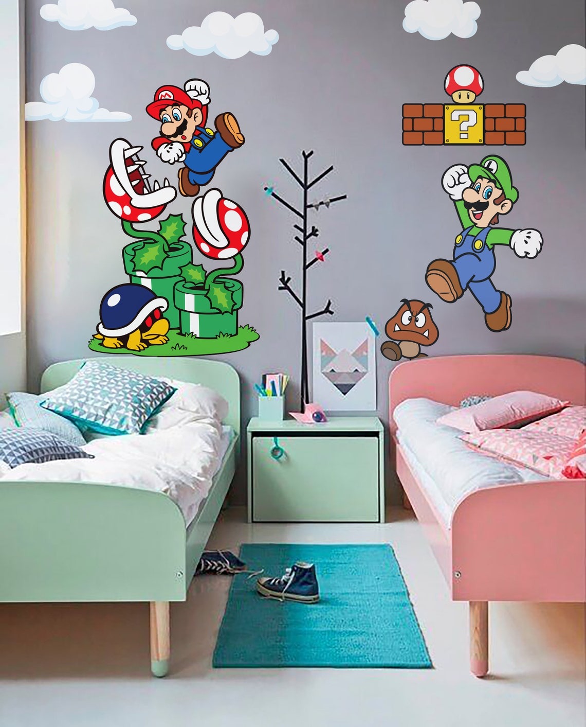 Vinilos decorativos Adhesivos infantiles de Pared mario bros 5 niño