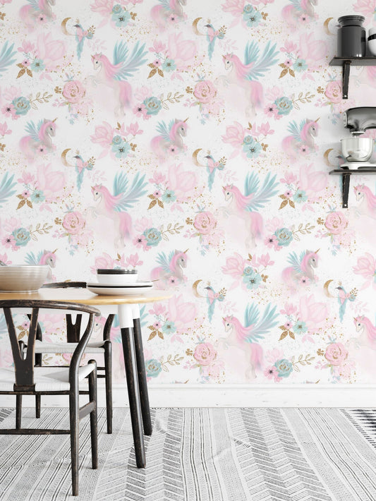 Papel para paredes diseño Unicornios