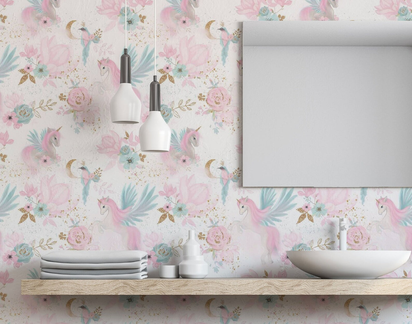 Papel para paredes diseño Unicornios